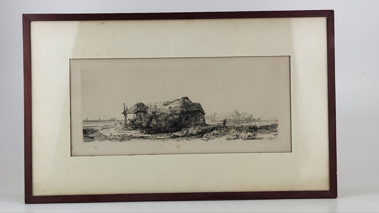 Heliogravure naar Rembrandt – Landschap met hut en hooiberg, Ophalen of Verzenden