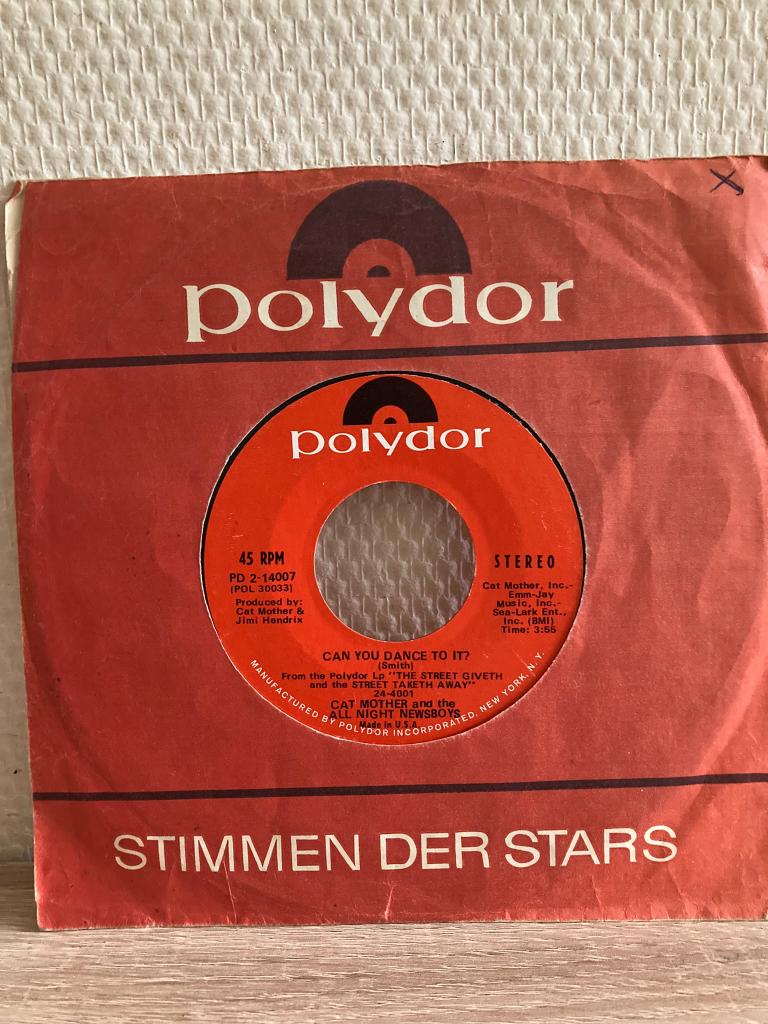 4x Cat Mother All Night Newsboys Jimi Hendrix 7 inch, Cd's en Dvd's, Vinyl Singles, 7 inch, Single, Ophalen of Verzenden, Zo goed als nieuw
