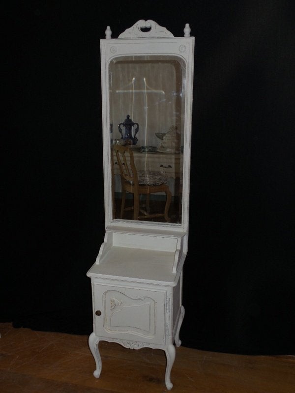 Queen ann kast met grote vaste spiegel met kuif gerestyled, Ophalen, Gebruikt, 65 cm of meer, 70 cm of meer
