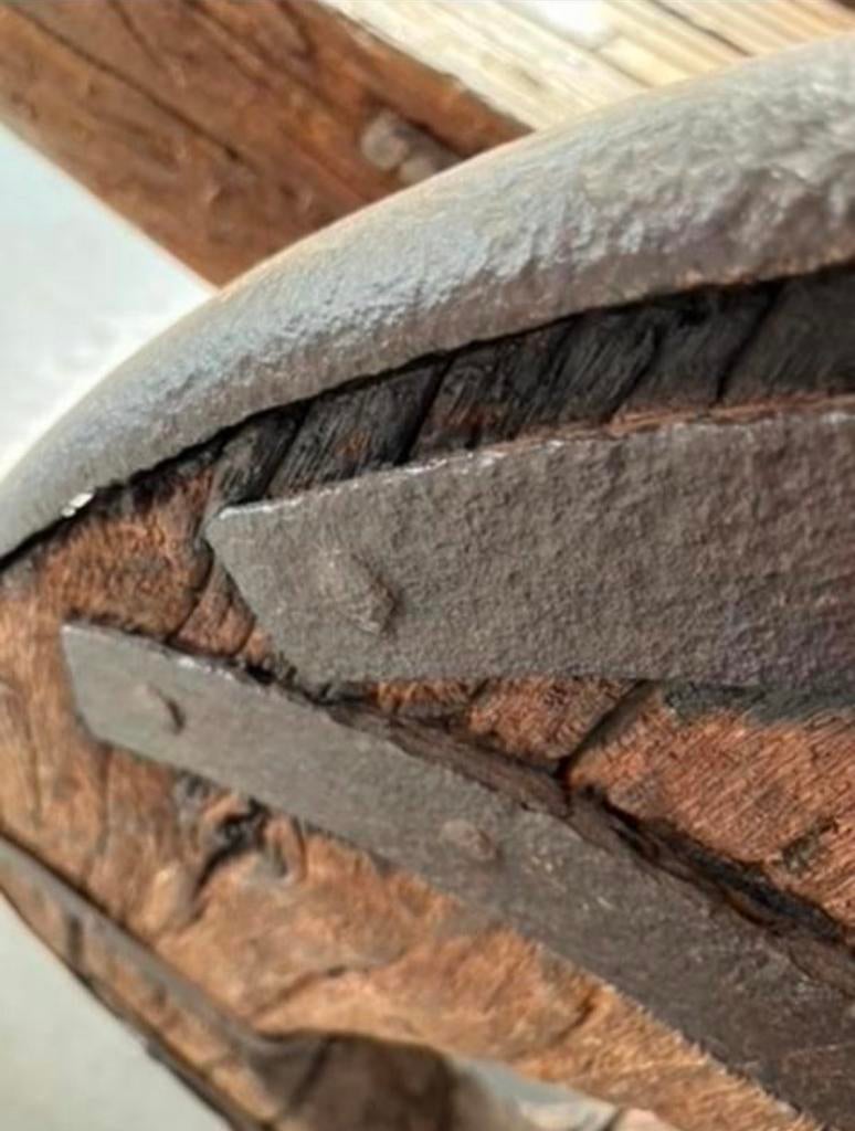 Oude houten kar met ijzeren wielen, Ophalen of Verzenden