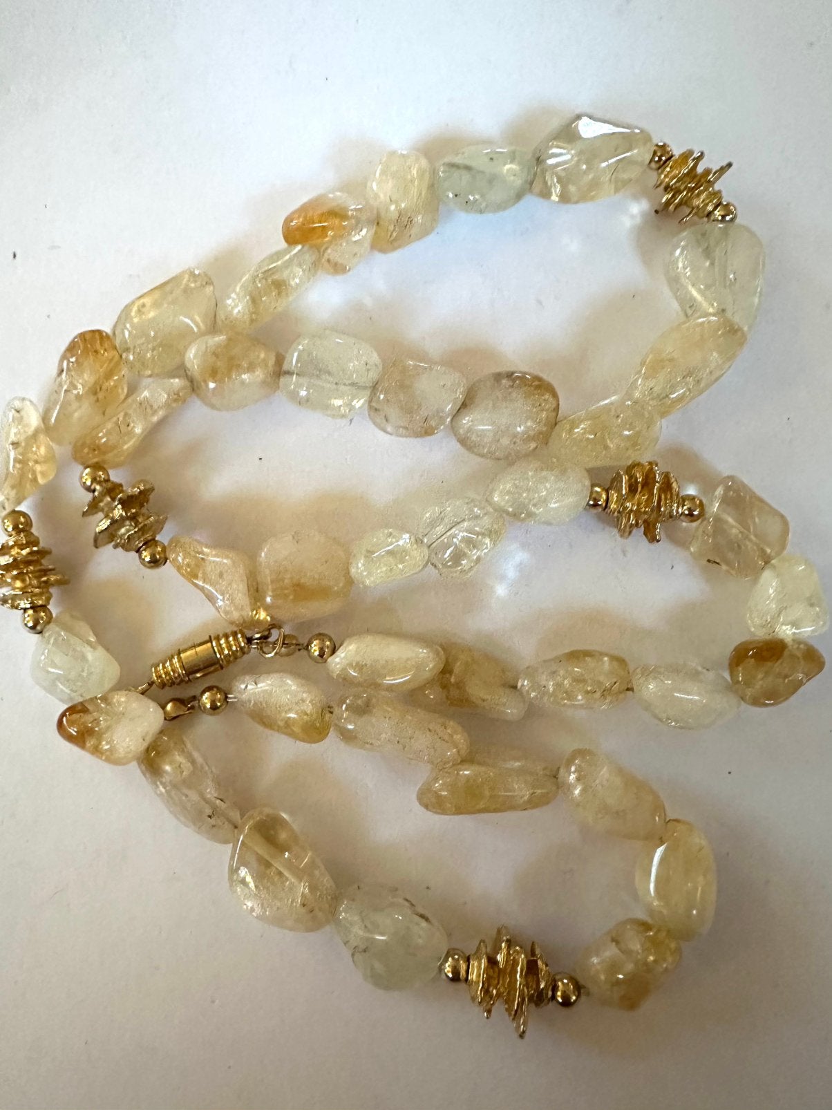 Citrien vintage ketting, Sieraden, Tassen en Uiterlijk, Kettingen, Gebruikt, Overige kleuren, Verzenden, Steen of Mineraal