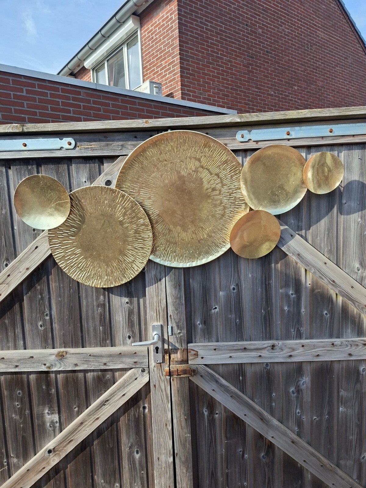 Gouden wanddecoratie - Moderne metalen cirkels, Ophalen, Metaal, Wandsculptuur, Modern