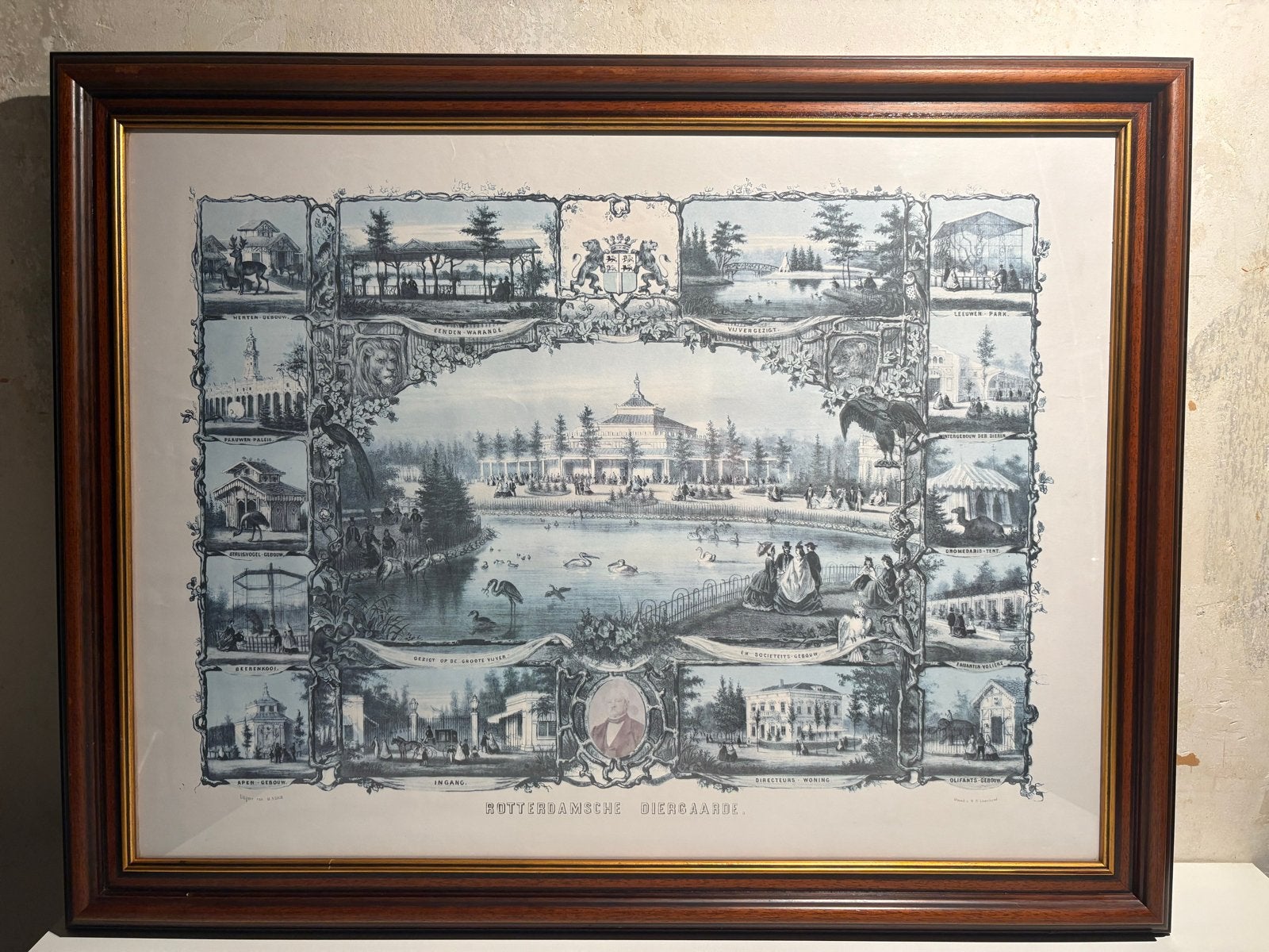 Rotterdamsche Diergaarde Schilderij, Antiek en Kunst, Ophalen, Dieren, Klassiek, Print