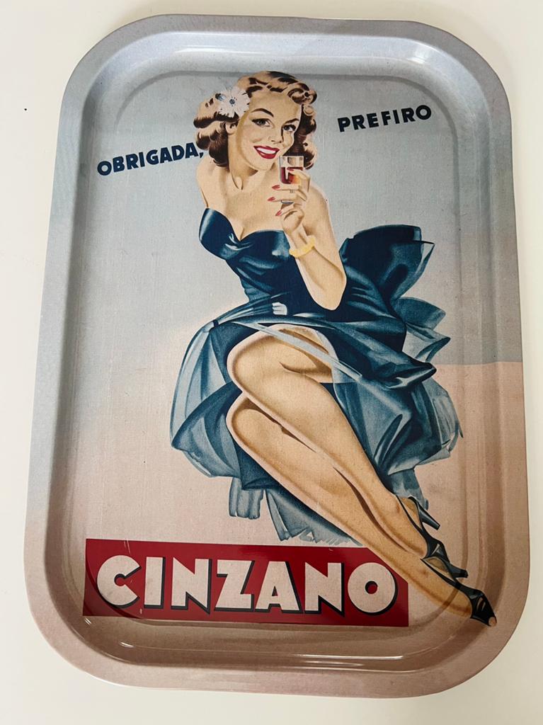 Vintage metalen dienblad Cinzano, Ophalen of Verzenden, Rond, Metaal