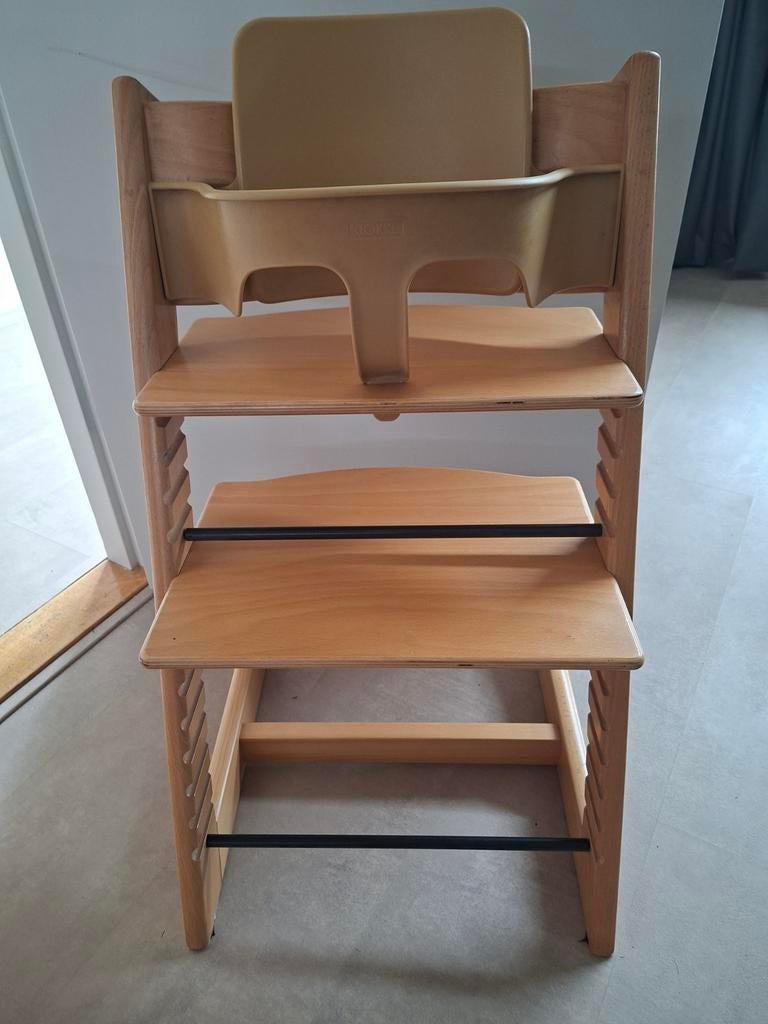 Stokke tripp trapp naturel beuken met babyset, Kinderen en Baby's, Kinderstoelen, Ophalen, Zo goed als nieuw, Meegroeistoel