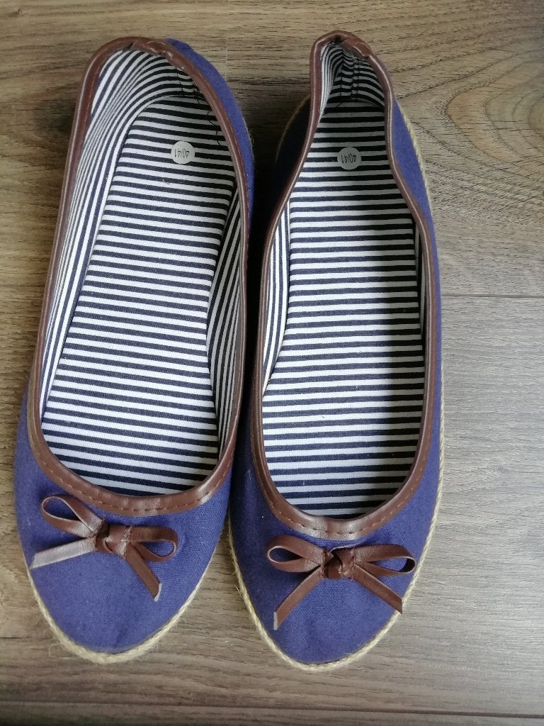 Nieuwe blauwe canvas ballerina's maat 40/41, Kleding | Dames, Ophalen of Verzenden, Nieuw, Blauw, Ballerina's