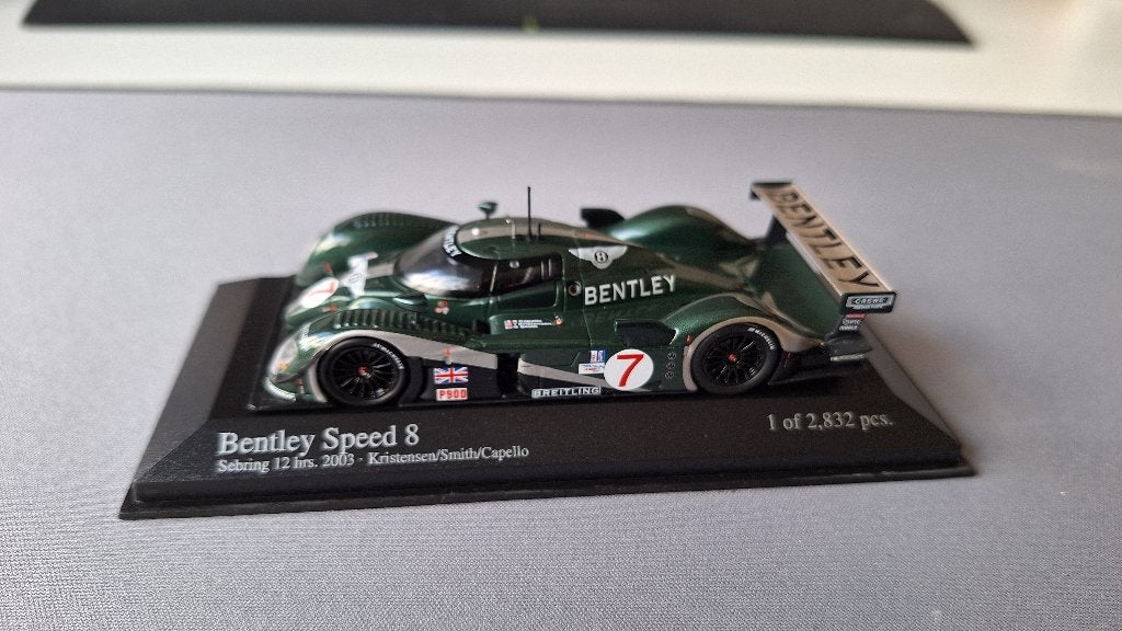 1:43 Bentley Speed 8 Sebring 24hrs van Minichamps, Hobby en Vrije tijd, Ophalen of Verzenden, Zo goed als nieuw, Auto, MiniChamps