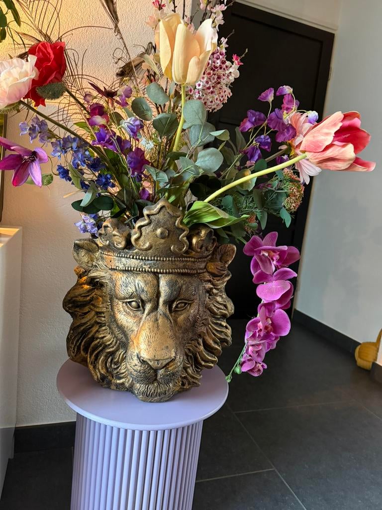 Bloempot/plantenbak leeuwenkop, Ophalen, Overige kleuren, Aardewerk of Porselein, Zo goed als nieuw