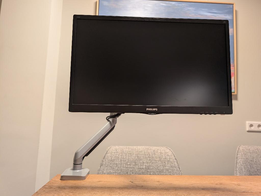Monitor (24 inch) met arm, Philips, Full HD, Zo goed als nieuw, 1 tot 2 ms