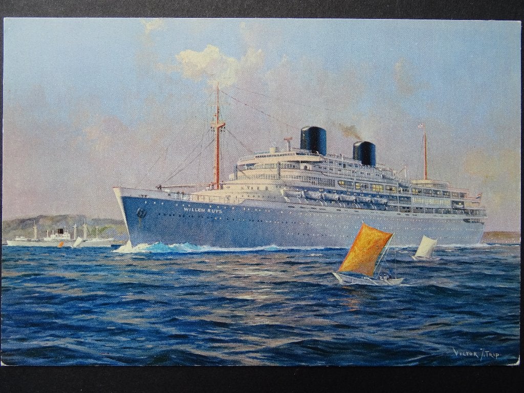 Willem Ruys - Kon. Rotterdamsche Lloyd, Ophalen of Verzenden, Zo goed als nieuw, Motorboot, Kaart, Foto of Prent
