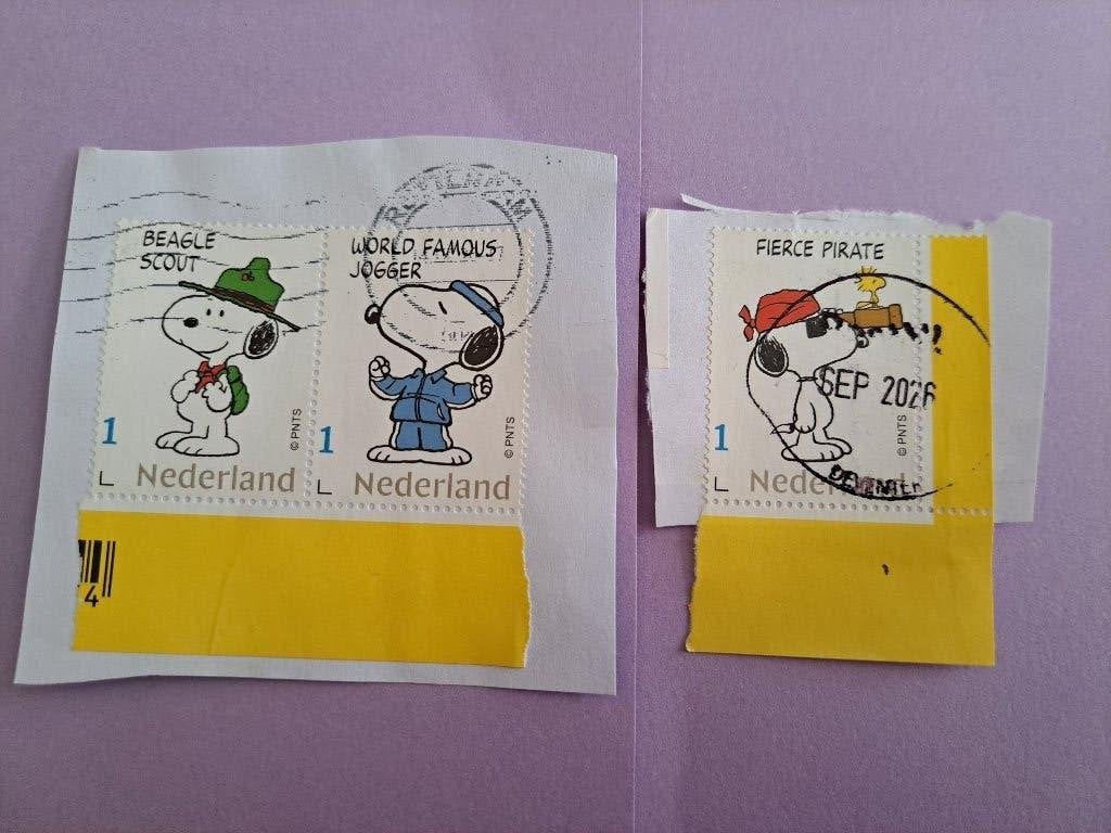 POSTZEGELS - NEDERLAND - SNOOPY 3 ZEGELS GESTEMPELD, Postzegels en Munten, Ophalen of Verzenden, Na 1940, Gestempeld