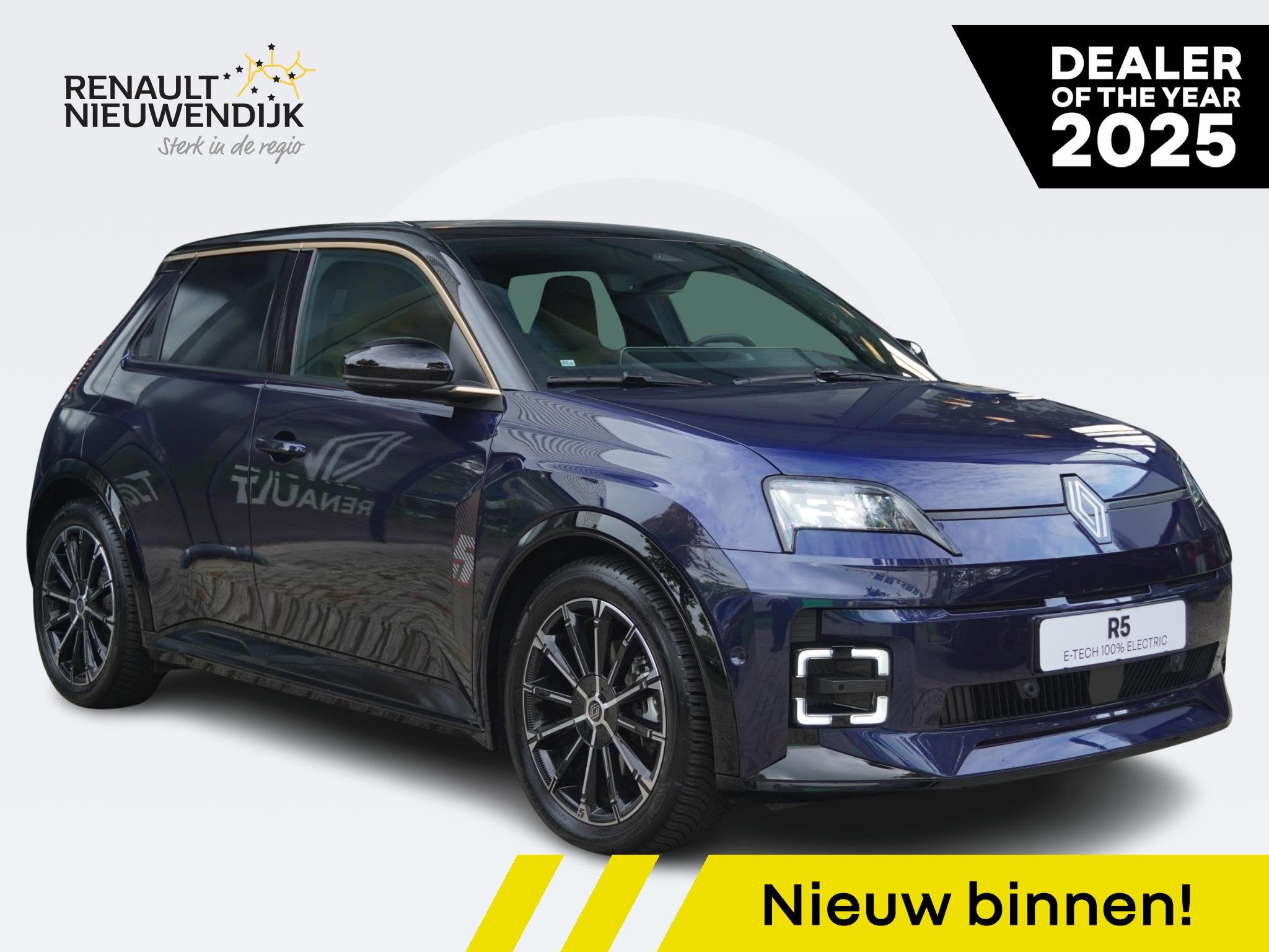 Renault 5 comfort range iconic cinq 52 kWh / ALLE OPTIES / H, Auto's, Stof, 150 pk, Blauw, Verwarmde buitenspiegels