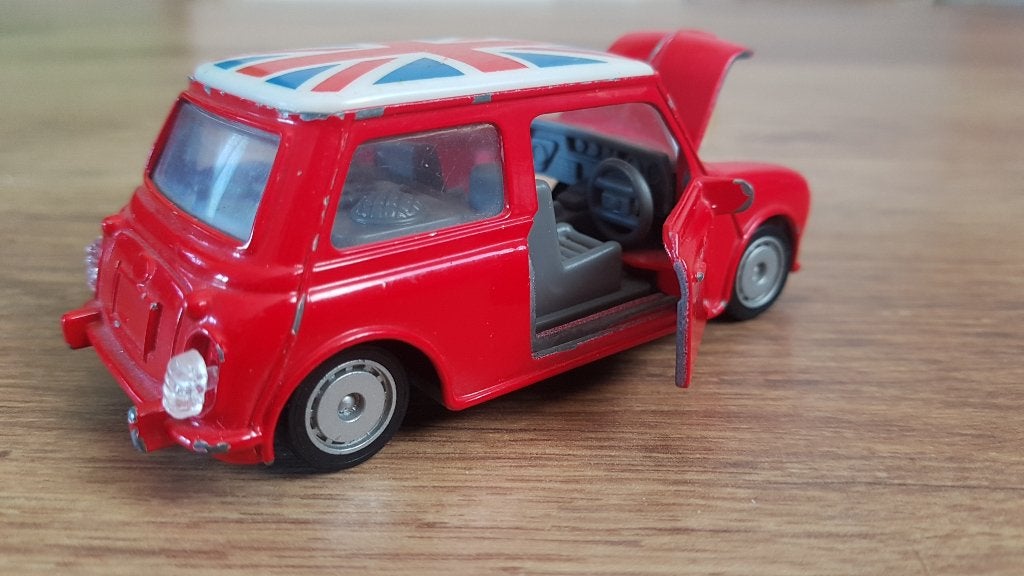 Exotic Wheel Mini Cooper Schaalmodel met Union Jack Rood, Ophalen of Verzenden, Gebruikt, Auto