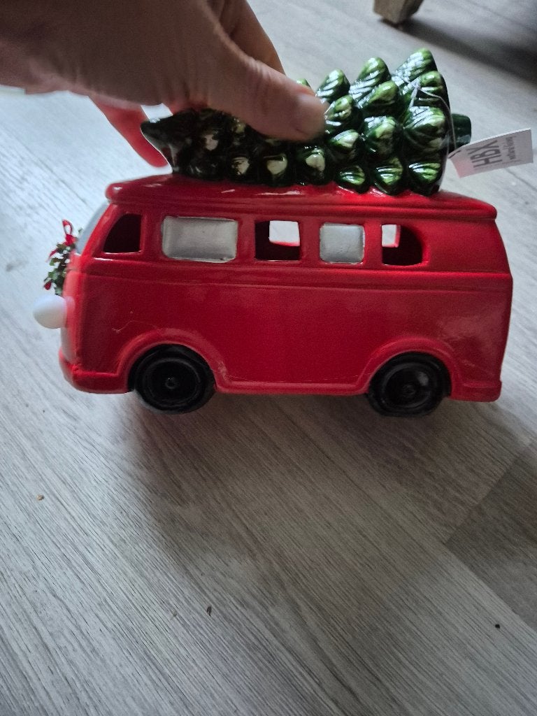 kerst bus vw look rood met boom zie omschrijving, Ophalen