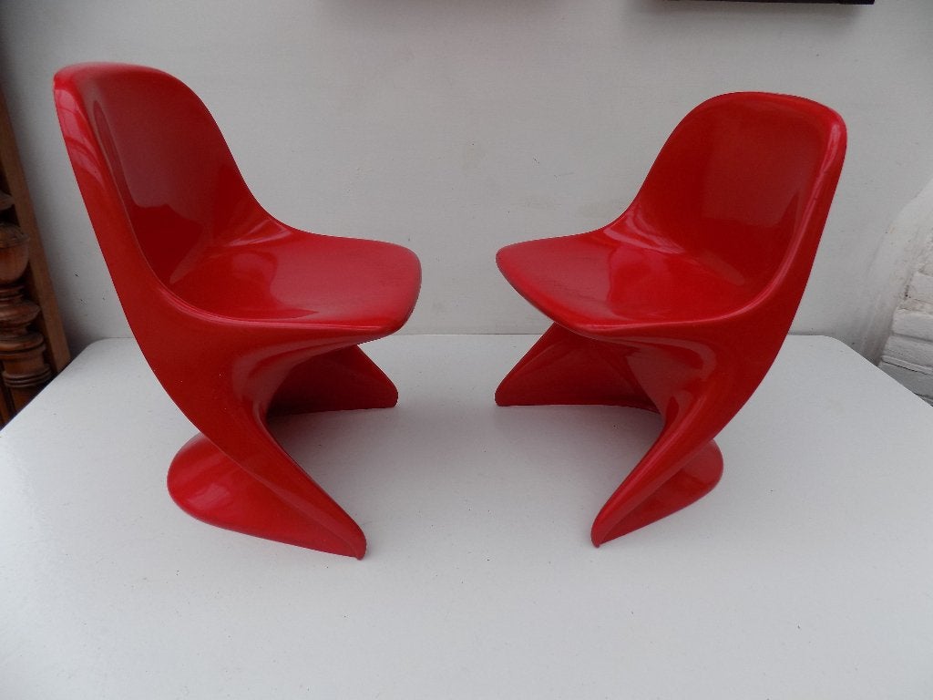 Casalino design kinderstoel rood set van twee vintage retro, Ophalen, Gebruikt, Rood, Kunststof