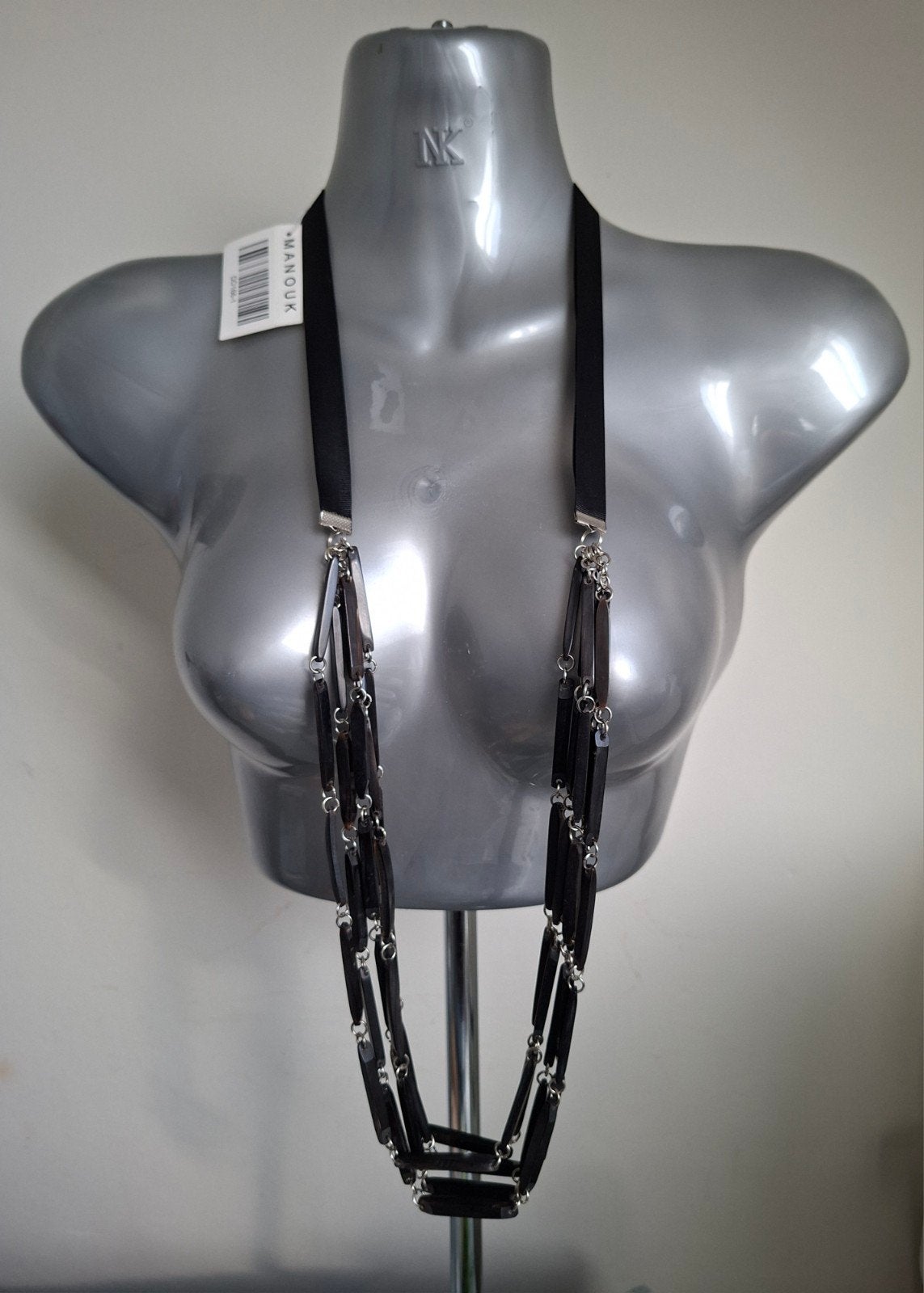 Manouk - bandketting met schijfjes hoorn. 3=2 actie, Met hanger, Overige materialen, Verzenden, Zwart