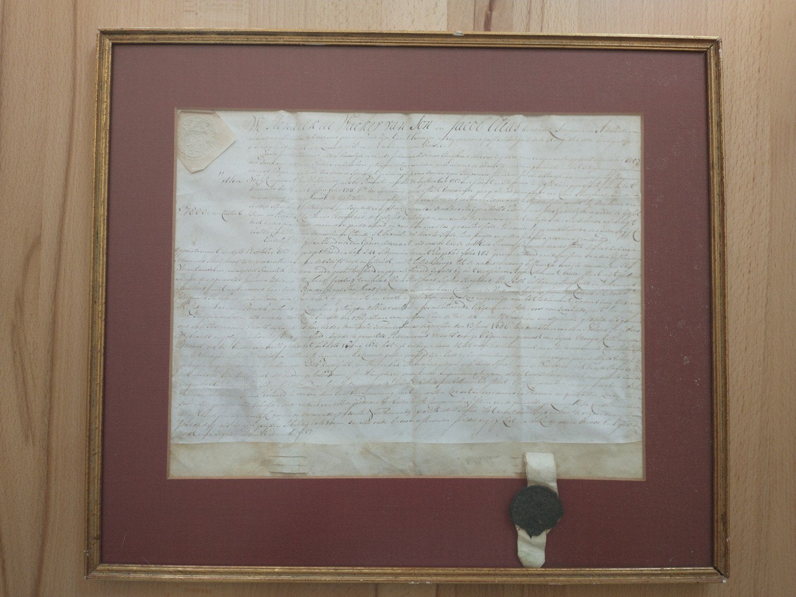 Notariële akte 1827 zegel Gouda oa familie Elias -, Antiek en Kunst, Ophalen of Verzenden