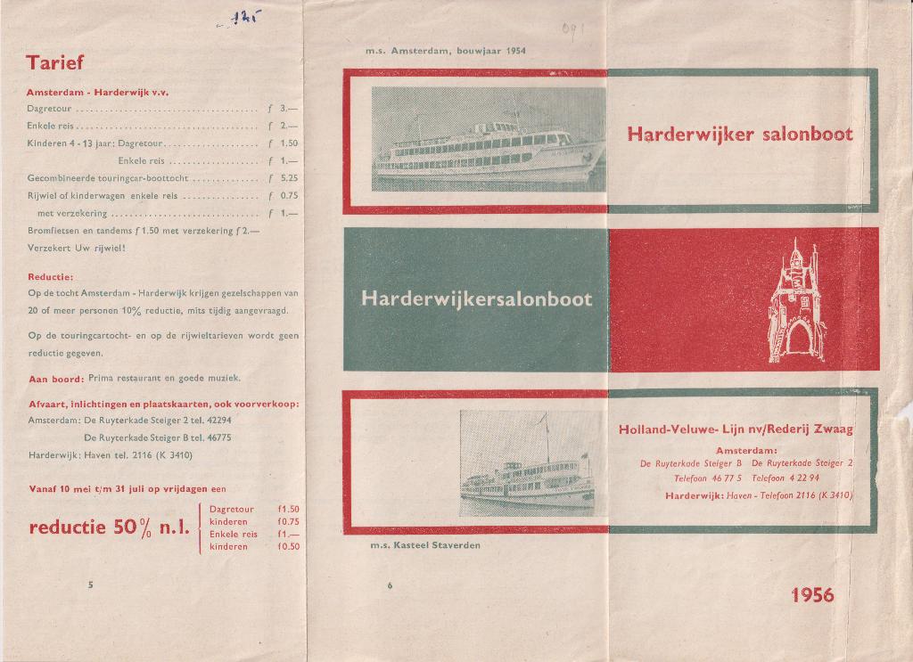 091 Harderwijk Salonboot Amsterdam folder, Verzenden, Gebruikt, Overige typen