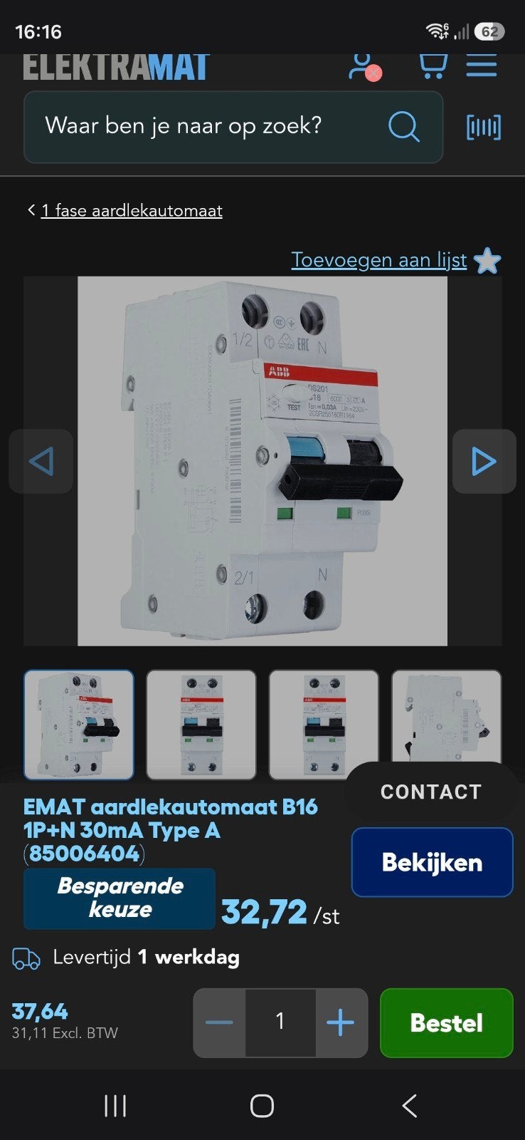abb aardlekautomaat, Ophalen of Verzenden, Detector, Sensor of Melder, Rook