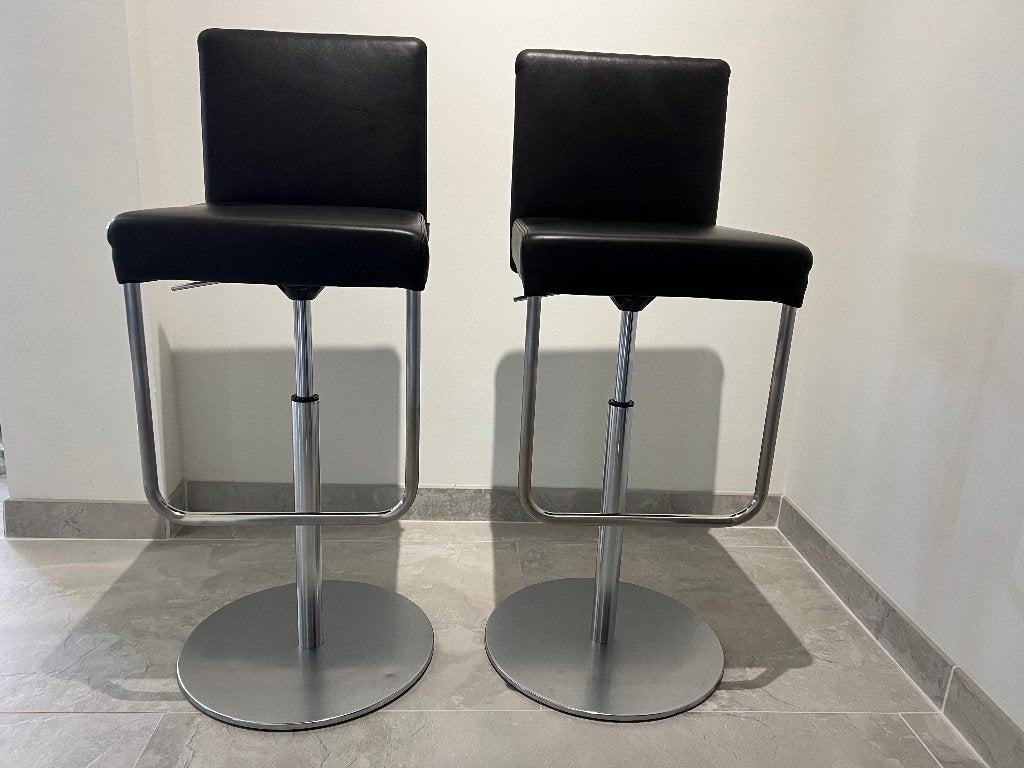 2 lederen barkrukken verstelbaar Walter Knoll, Huis en Inrichting, Ophalen, 60 tot 90 cm, Leer, Zo goed als nieuw