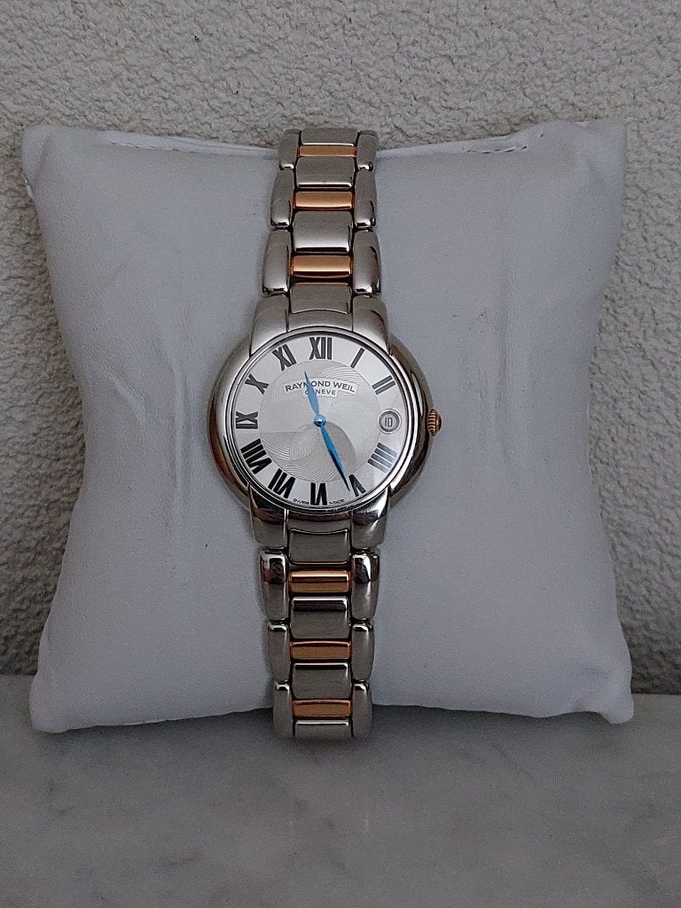 RAYMOND WEIL JASMINE HORLOGE MET DOOS EN PAPIEREN, Overige merken, Staal, Staal, Polshorloge
