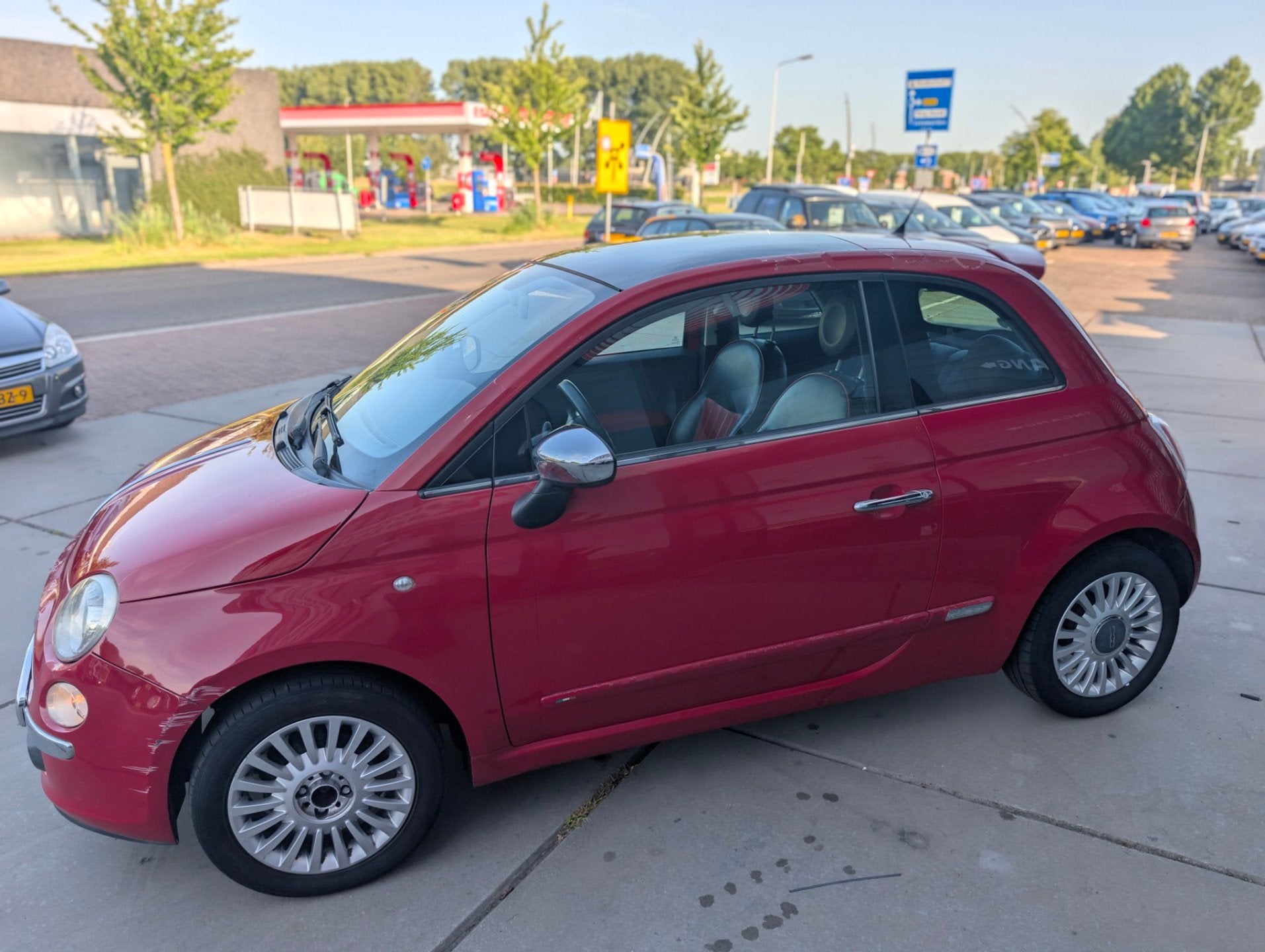 Fiat 500 1.2 Lounge - Leer - Pano -Airco -, Auto's, Fiat, Gebruikt, 4 cilinders, 840 kg, 4 stoelen