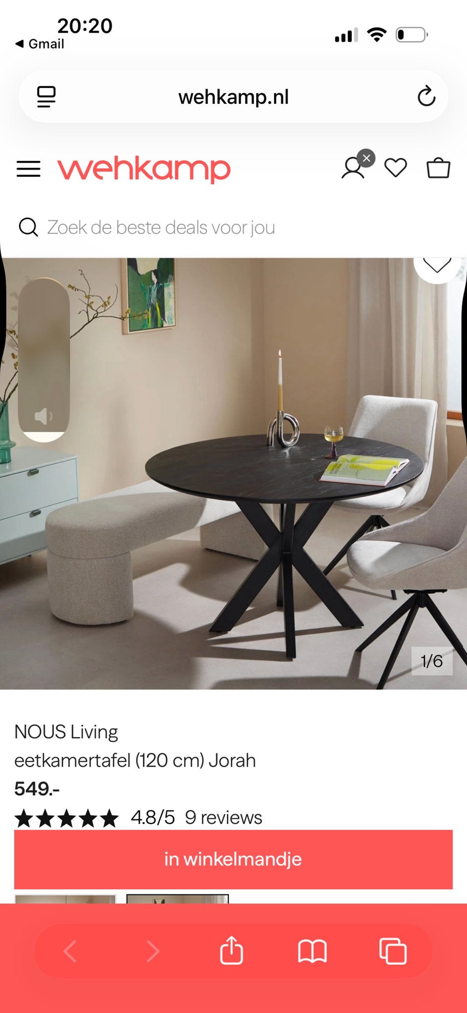 Moderne ronde eettafel Joray (120 cm) - Zwart, Huis en Inrichting, Ophalen, 100 tot 150 cm, Rond, Zo goed als nieuw