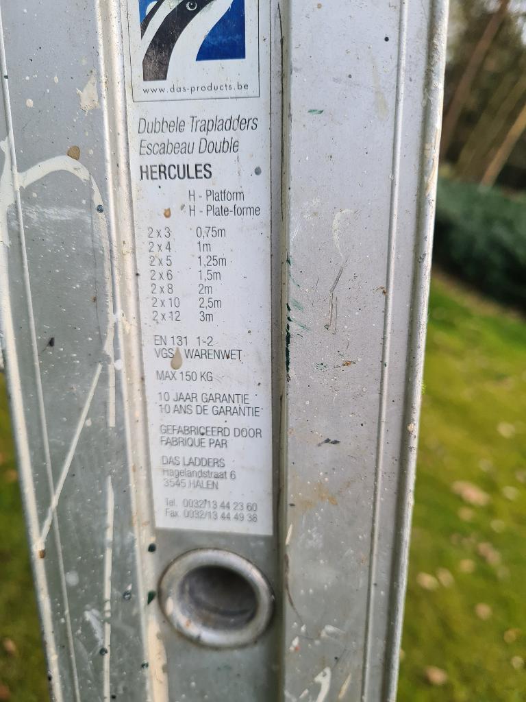dubbelzijdige trap, Ophalen, Zo goed als nieuw, Opvouwbaar of Inschuifbaar, Minder dan 2 meter