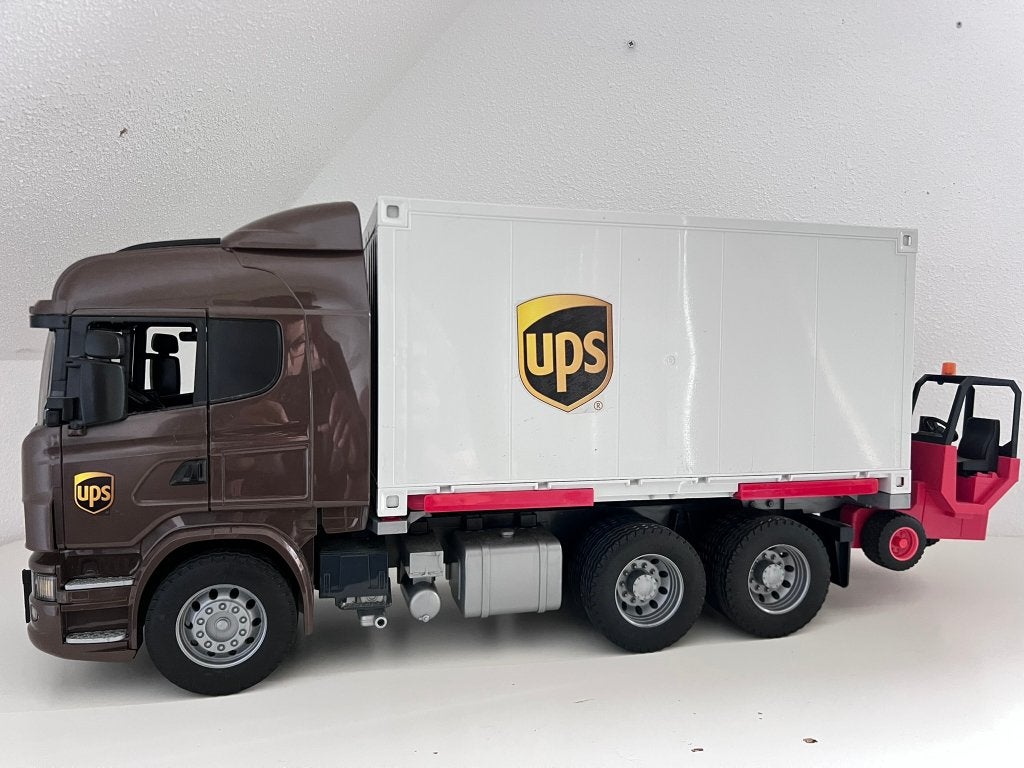 Bruder Scania  UPS logistiek vrachtwagen, Ophalen, Zo goed als nieuw