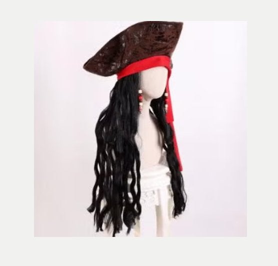Luxe cosplay pruik Jack Sparrow inclusief hoed en kralen, Ophalen of Verzenden, Nieuw