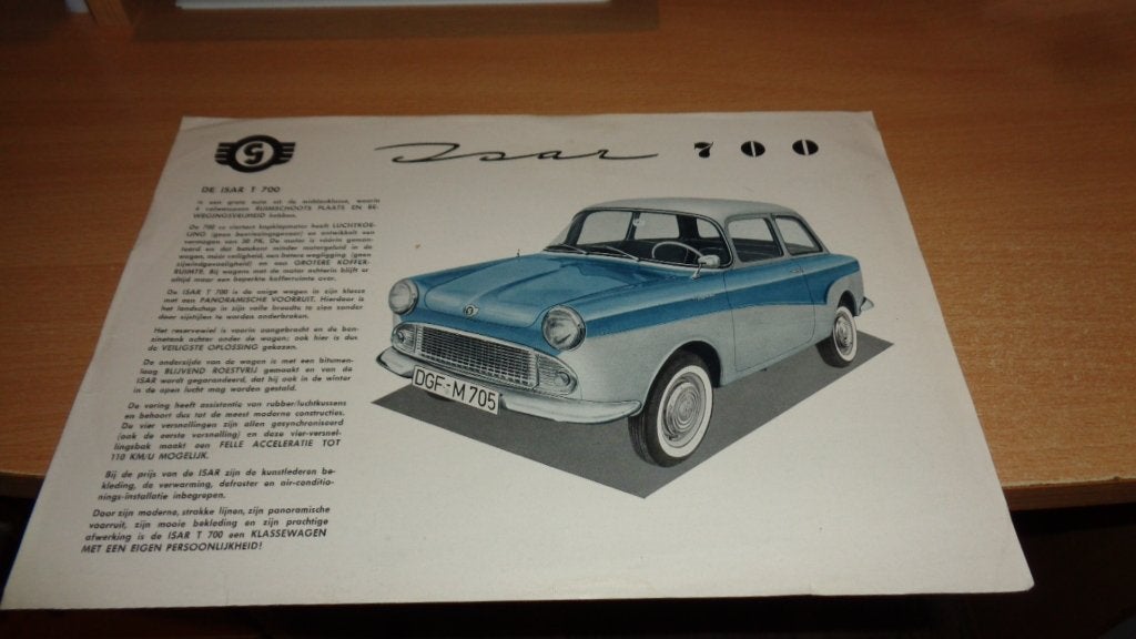 Folder GLAS  ISAR 700  en  KOMBI, Verzenden, Gelezen, Overige merken