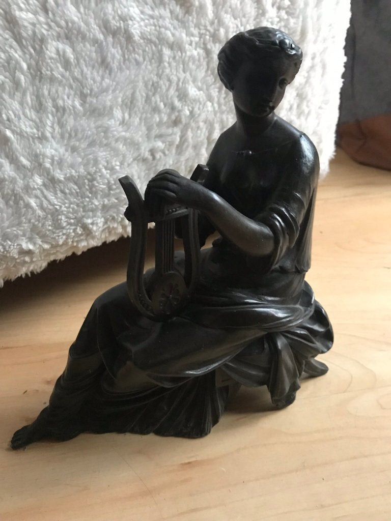 Beeld, vrouw met harp, Ophalen of Verzenden, Beeld, 20 - 50 cm, Vrouw