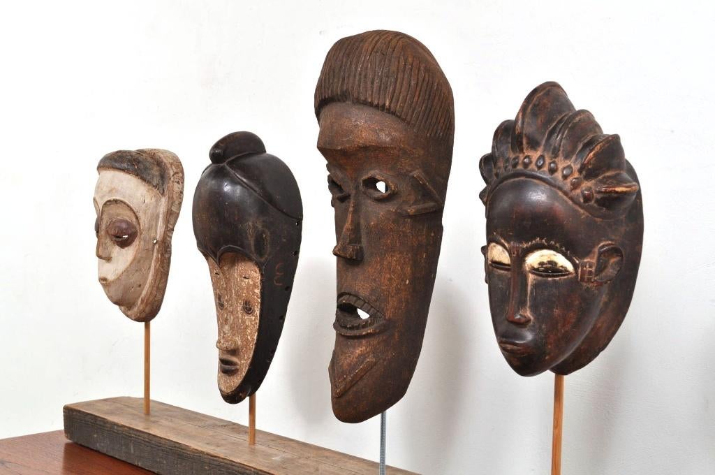 Vintage African mask masker West-Afrika houtsnijwerk, Ophalen of Verzenden