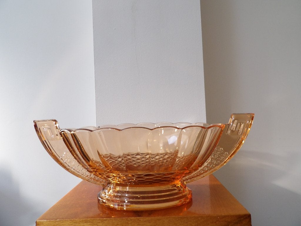 Art Deco Val st Lambert Coupe Romeo, peach Aanbieding, Antiek en Kunst, Antiek | Glas en Kristal, Ophalen of Verzenden