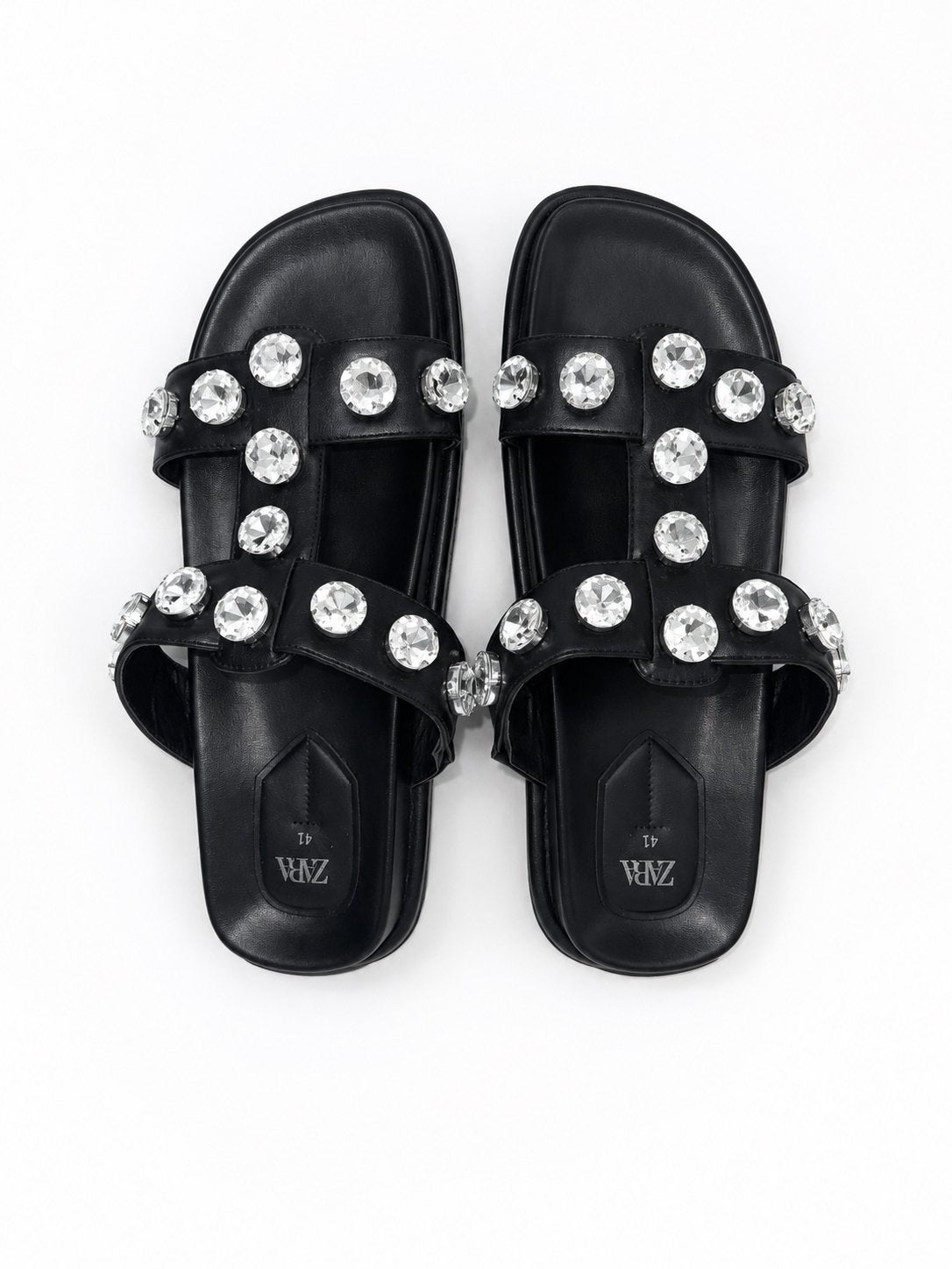Zara Slippers Maat 41 met Strass Steentjes, Kleding | Dames, Schoenen, Ophalen of Verzenden, Nieuw, Zwart, Slippers