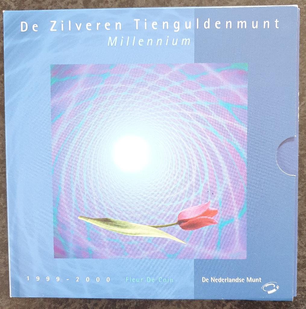 Zilveren 10 Gulden FCD  1999 Millennium, Ophalen, Koningin Beatrix, Zilver, Losse munt