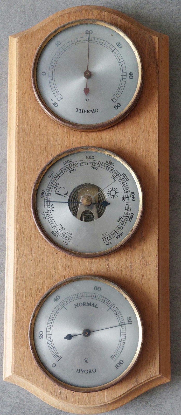 Vintage Weerstation: Barometer, Thermometer, Hygrometer, Ophalen of Verzenden, Gebruikt, Weerstation