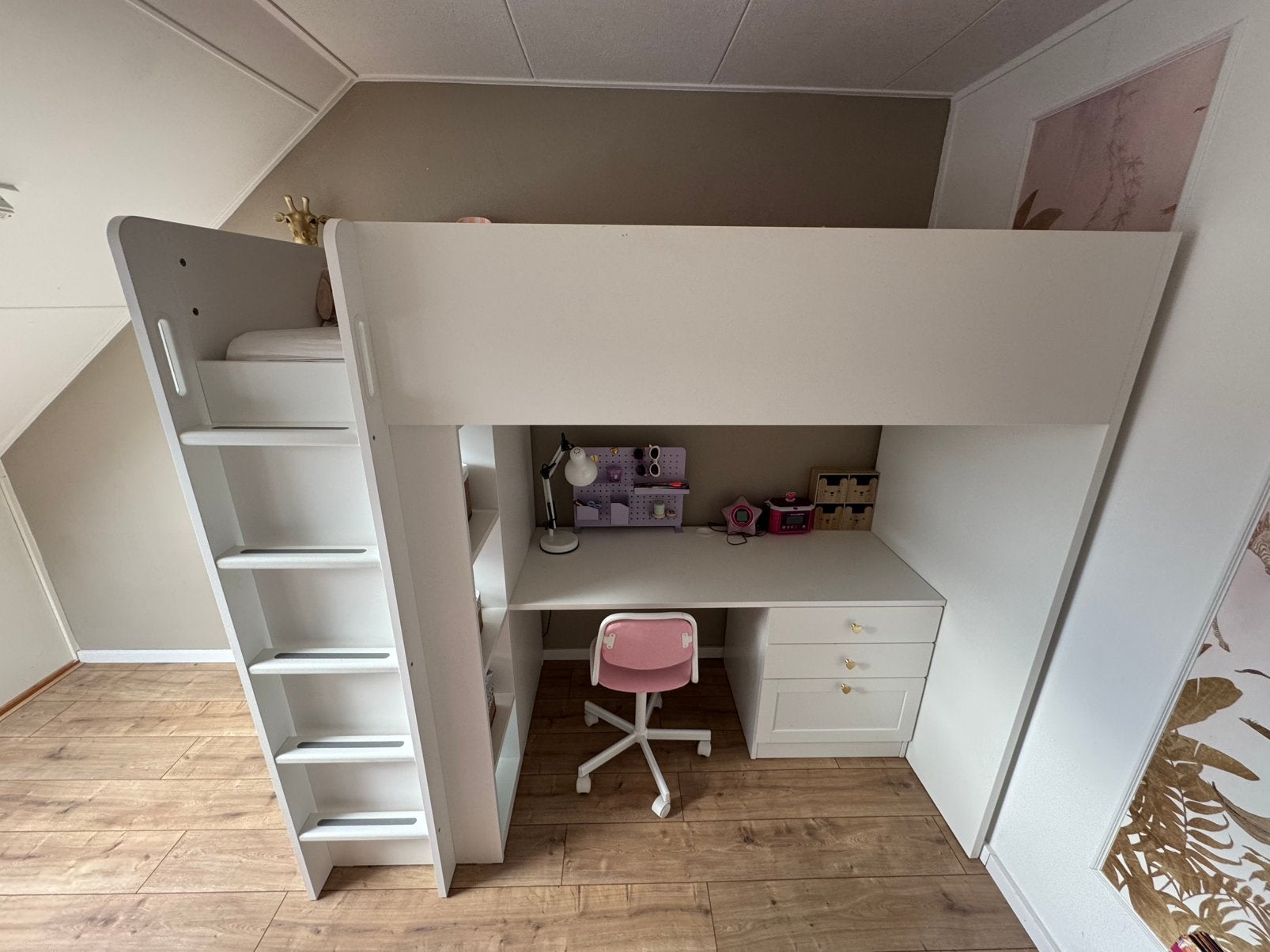 IKEA SMÅSTAD hoogslaper met bureau, kast & opbergruimte wit, Ophalen, Zo goed als nieuw, Hoogslaper