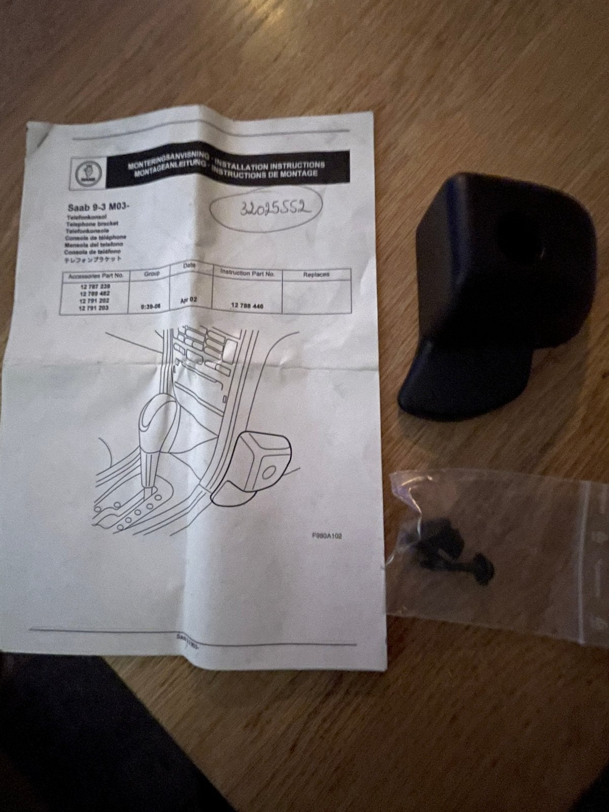 Saab telefoon console zwart RD32025552, Ophalen of Verzenden, Nieuw