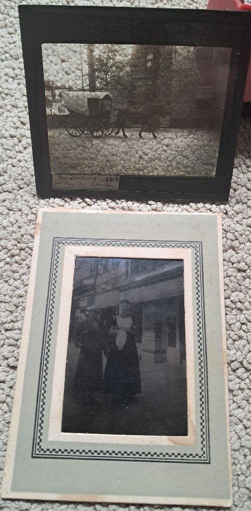 walcheren klederdracht huifwagen + negatieffoto glasplaat, Ophalen of Verzenden, Voor 1920, Ongelopen, Klederdracht