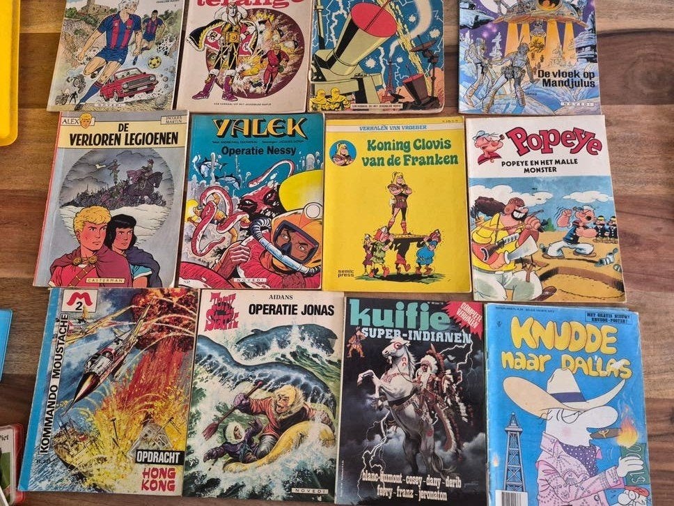 Diverse vintage stripboeken: Kuifje, Popeye, Alex, Valek enz, Boeken, Stripboeken, Meerdere stripboeken, Ophalen of Verzenden