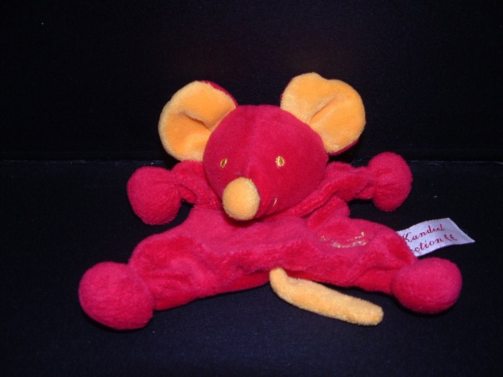 TIAMO MUIS KNUFFELDOEK VELOURS ROOD MET ORANJEGELE, Ophalen of Verzenden, Nieuw, Overige typen