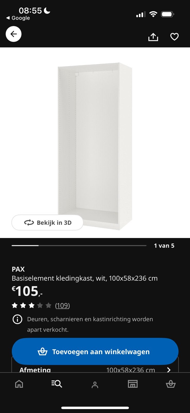 2x Pax kast (incl. deuren + plankjes + roede), Met deur(en), Zo goed als nieuw, 150 tot 200 cm, 50 tot 75 cm