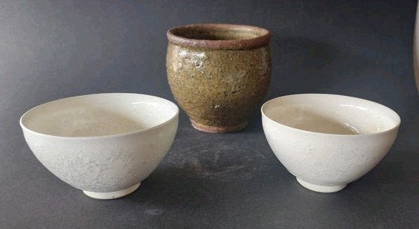 Japanse matcha parelmoer theekopjes 3 stuks Japandi, Ophalen of Verzenden, Zo goed als nieuw