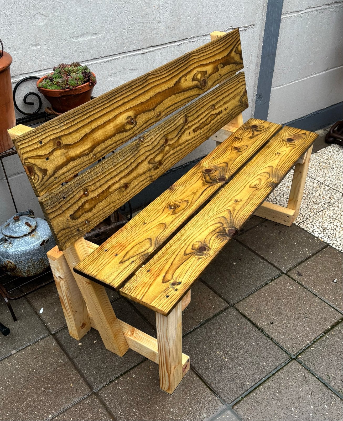 Handgemaakte houten tuinbank, Ophalen of Verzenden, Nieuw, Hout