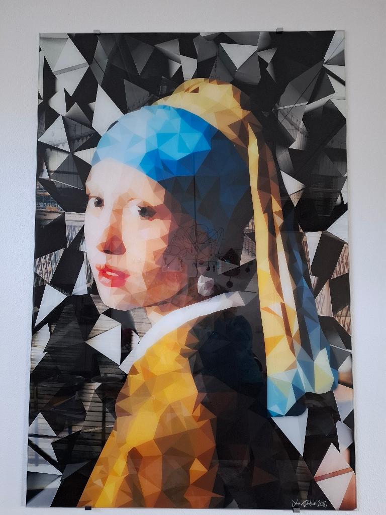 Meisje met parel abstract, Huis en Inrichting, Woonaccessoires | Schilderijen, Tekeningen en Foto's, Ophalen, Zo goed als nieuw