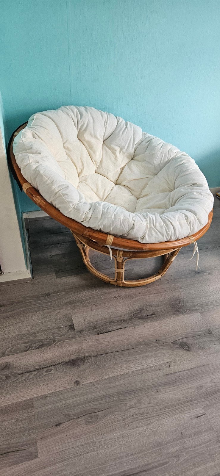 Papasan stoel met kussen - Rotan, Gebruikt, Overige kleuren, Bohemian, Relax, Rotan, Ophalen of Verzenden