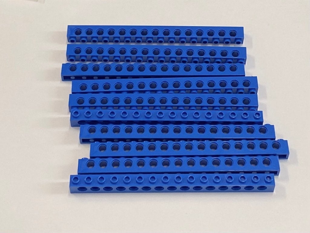Partij 10x nieuwe 1x16 Lego Technic balken, diverse kleuren, Overige thema's, Lego, Nieuw, Ophalen of Verzenden