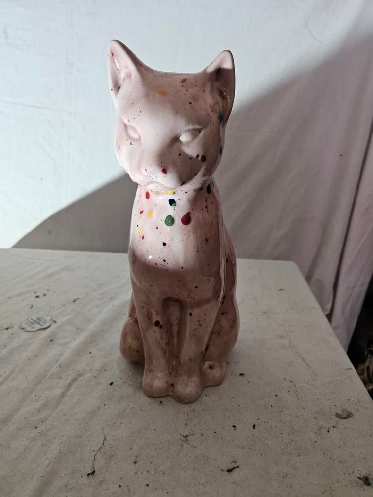 Roze keramische kat, Ophalen of Verzenden