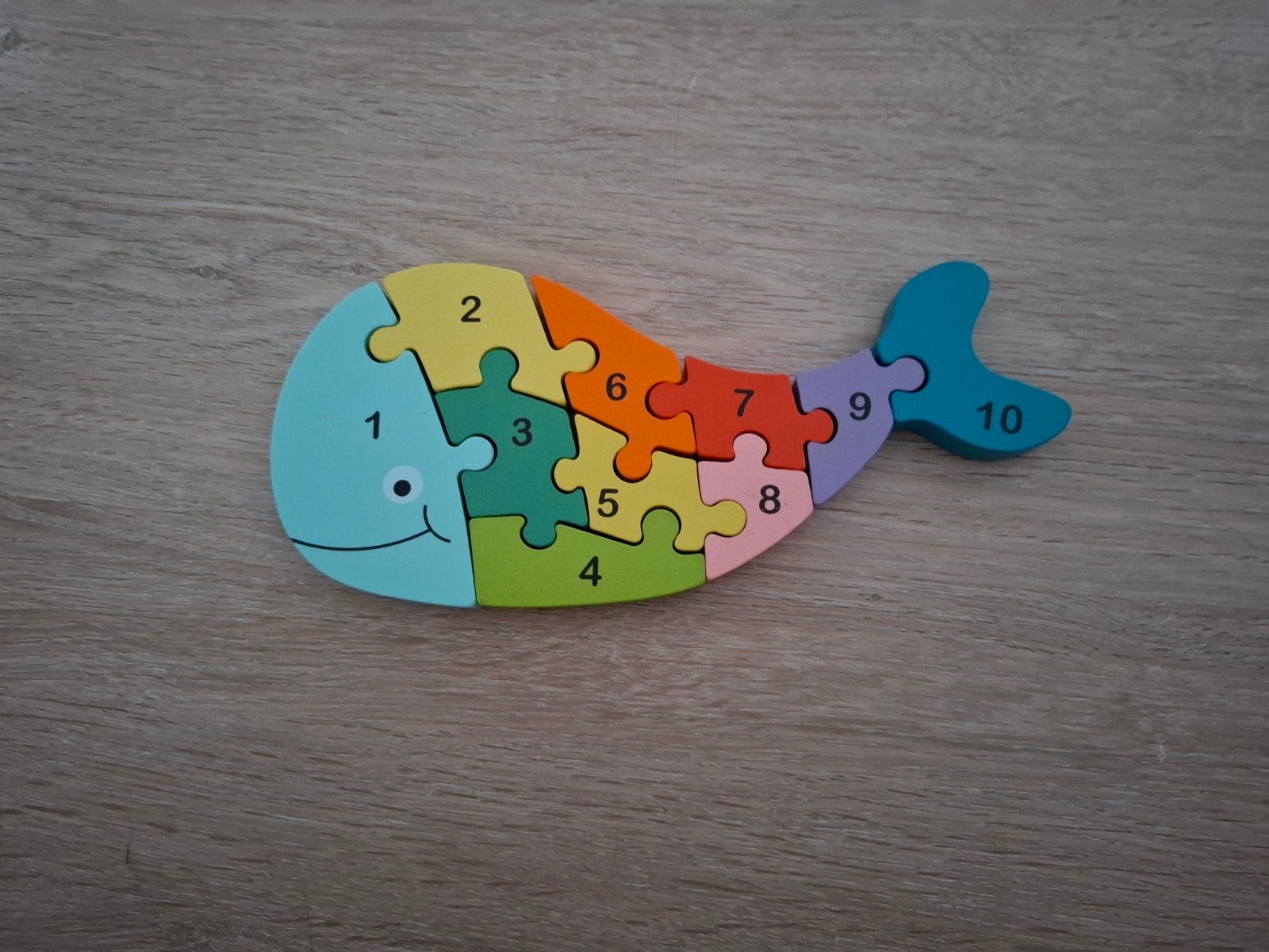 Houten puzzel met cijfers en kleuren, Ophalen, Zo goed als nieuw